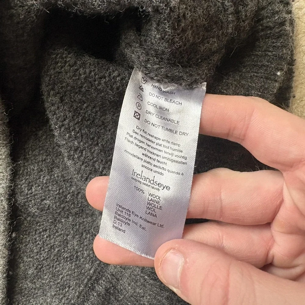 Aran‎ Sweater Market Sweater Mens Small Gray Wool 1/4 Zip Mock Neck Ireland